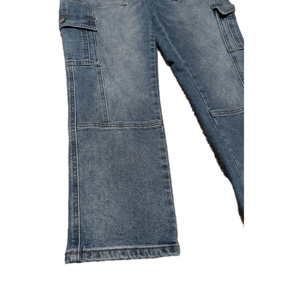 KanCan High Rise Cargo Jeans Womens Size 11/29, Patch Work Denim Baggy - Picture 2 of 10